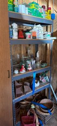 R0 Large Metal And Board Garage Shelving To Include Some Garage Style Items Such As A Power Tool, Fixall