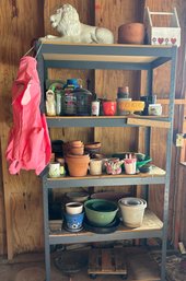 R0 Gardening And Planting Lot To Include A Bird Feeder, Some Seeds, And Other Decor