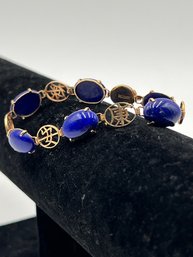 R1 Bracelet. 14k 585 Gold And Lapis Lazuli Bracelet