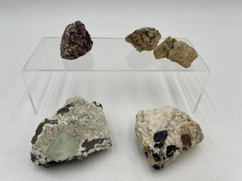R1 Collection Gemstone Rocks. Zeolite, Apophyllite Crystals In Matrix, Natural Black Tourmaline