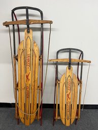 W1 Two Vintage Yankee Clipper Sleds. 56in Long And 41in Long