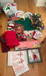 R3 Christmas Lot To Include Lighting, Tree Skirt, Elf On The Shelf, Ornaments, Decor