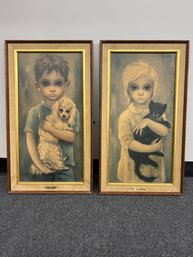 W1 Vintage Keane Prints No Dogs Allowed And The Stray  15.5 In X 27.5 In