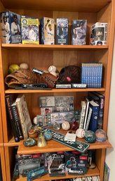 R4 Baseball Lot To Include Books, Bobble Heads, Collectors Items, Mitts, Baseballs, Signage, Model Trains