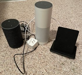 R4 Amazon Smart Speakers And An Anker Charging Dock