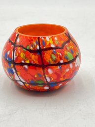 R1 Murano Orange Trinket Bowl 3in Tall And 2 In Opening