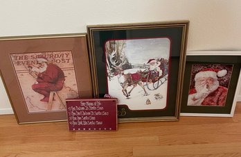 R3 Four Pieces Of Santa Claus Themed Artwork