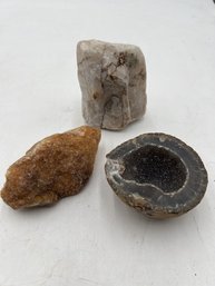 R2 Milky Quartz, Smokey Quartz Geode And Raw Golden Healer Quartz