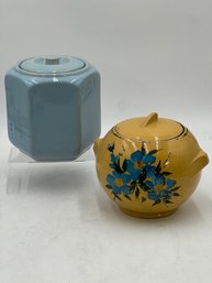 R2 Two Vintage Cookie Jars. Baby Blue Shawnee Pottery And Yellow 1940s McCoy