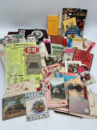 R3 Vintage Ephemera.  Postcards, Greeting Cards, Menus, Booklets, Matchbook And Records.