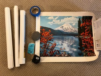R11  Unframed Prints. Mt Rainier And Cypress Print Approx. 20in X 25in   Two Large Olympic Mt Prints