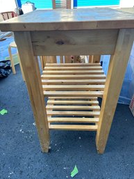S5 Two Wooden Kitchen Or Work Carts And Stools