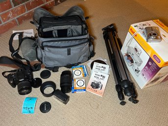 R11 Canon Rebel Xt, Accessories, Lens, Quantaray Tripod, Kodak Digital Camera With Easy Share.  Completeness U
