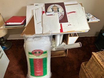 R5 Artist Table, A Lot Of Stencil Work, Bag Of Sealed Polyester Stuffing, Lot Of Various Posters, Stencil Set