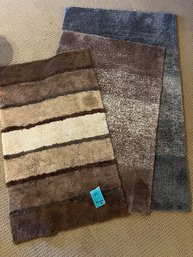 R11 Three Shag Area Rugs 47x27in,  47x37in Nonskid And 59x36in Nonskid