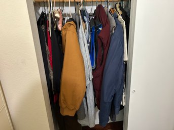 R5 Lot Of Jackets, Shirts, Hoodies, And Clothes Hangers