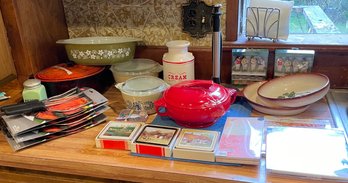 R3 Pyrex Crazy Daisy 2.5QT, Pyrex Homestead Bowls, Fiesta Trivets And Coasters, Turkey Roasting Forks, Coaster