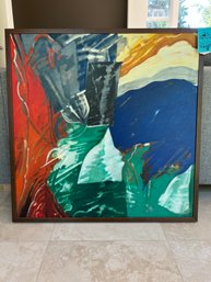 Wood Framed Canvas Painting Signed Max Benjamin On Back. 32.75in  X 32.75in Multiple Paintings By Same Artist