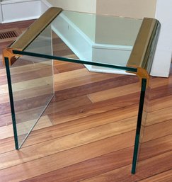 R2 Clear Glass Small Side Table With Gold Metal Detailing