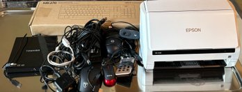 R2 Epson DS-530 Color Duplex Document Scanner, Unopened Logitech MK270 Wireless Keyboard And Mouse, Toshiba