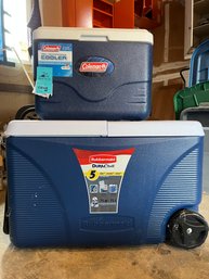 Two Coolers, 28 Quart And 75 Quart