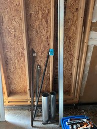 Rolled Flashing, Threaded And Unthreaded Rod.  Two Pieces Of Black Pipe And Length Of Flashing