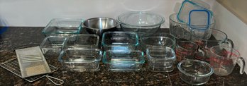 R1 Cooking And Some Baking Ware To Include Pyrex  Measuring Cups, Glass Dishes And More