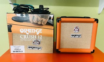 R3 Orange Crush 12 12W 6' Guitar Amplifier And Speaker Combo, Orange Plus Delay Pedal And Guitar Cables