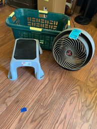 Vornado Fan, Step Stool, Laundry Basket