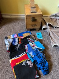 Shoe Shine Kit In Vintage Wood Box, Over-door Shoe Storage, Gloves, Hats, Belt, Bandannas