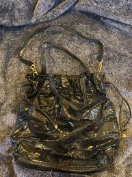 CL4 Michael Kors Black Snakeskin Embossed Drawstring Tote Shoulder Bag