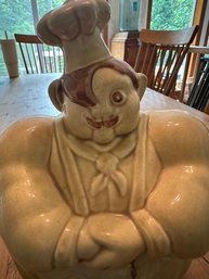 R3 Vintage Red Wing Pottery Chef Cookie Jar With Lid USA Figural Baker Jar