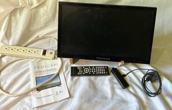 R7 Proscan PLED1960A-H 16in L X 9in H With A Small Stand And Amazon Fire Stick And Bell&Howell Camera With Cas