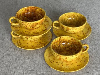 This Item Is A Vintage 'Arnels' Jumbo Teacup Or Latte Bowl Set Featuring A Yellow And Black 'Jackson Pollock'