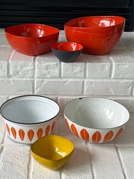 Mix Of Vintage Metal Serving Bowls By Designer Catherine Holm Holland And Small Metal Bowl Marked Denmark