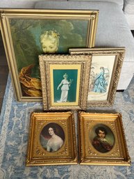 Five Pieces Of Wall Art In  Wood  Frames