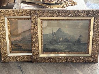 Two Vintage Prints  In Wood Frames  29x24 Inches