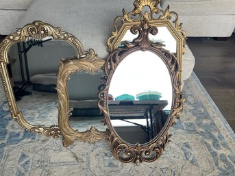 Four Wall Mirrors, Three Resin.  Last Two Pictures Of The 13x20 Inch Frame Appears To Be Made Of Wood