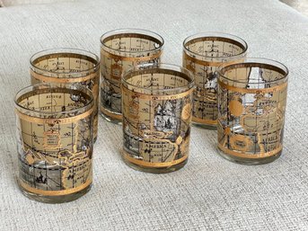 Vintage Cera Old World Map Old Fashioned Glasses