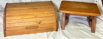 R8 Trashcan, Step Stool, Yardstick, Wood Stool And Breadbox, Located Upstairs