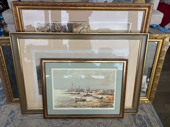 Multiple Pieces Of Wall Art In Wood Frames. Two Signed Pieces   Maurice Buffet And W.B. Bauer