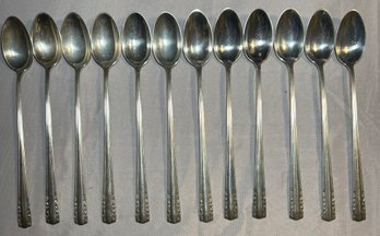 R8 Long Stemmed Spoons Marked Chapel Bells Sterling, Lot Of Twelve