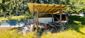 R00 Buyers Pick #4 Firewood Lot, Wheelbarrow, Lumber, Workbench, Brick, Aluminum Sheets