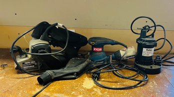R0 Flotec Sump Pump, Ryobi Sander, Porter Cable Variable Speed Belt Sander