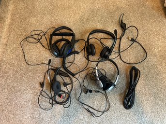 R5 Set Of Four Headphones, One Logtiech, One Koss UR5, Two Unknown Brands