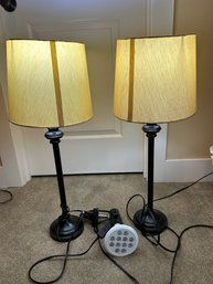 R5 Two Identical Lamps, One Clip On Lamp With Pink And Blue Lights