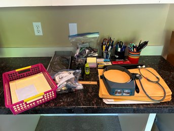 R2 Big Office Lot:  Pencils, Pens And Sharpies, Rulers, Notebook Paper, Files, Staples