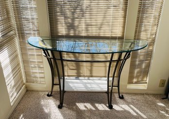 R1 Semi-circle Entryway Glass Table Top Iron Style