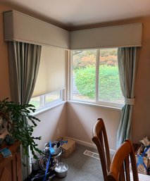 R3 Corner Window Curtains & Cornice With Extra Cornice Box