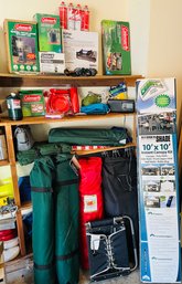 R0 Huge Camping Gear Lot 10x10 Canopy Kit, Camp Cots, Loveseats, Chairs, Stoves, Mess Kits, Lanterns, Griddle